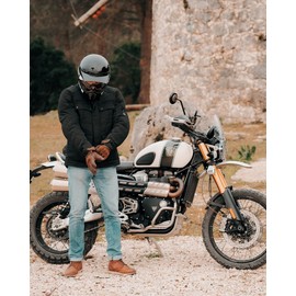 IRON JIA'S Motorcycle Jacket with CE Armor, Vintage Casual Motorbike Riding Protective Gear with Removable Liner Black XL