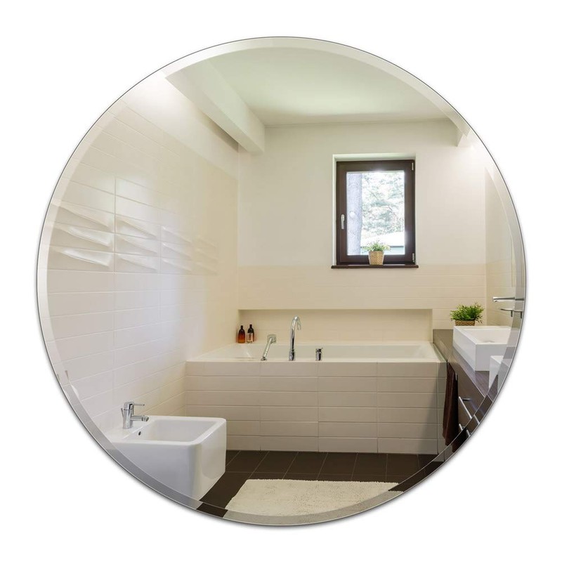 Dulles Glass Modern Round Frameless Mirror - 42'' inch, 1/4"