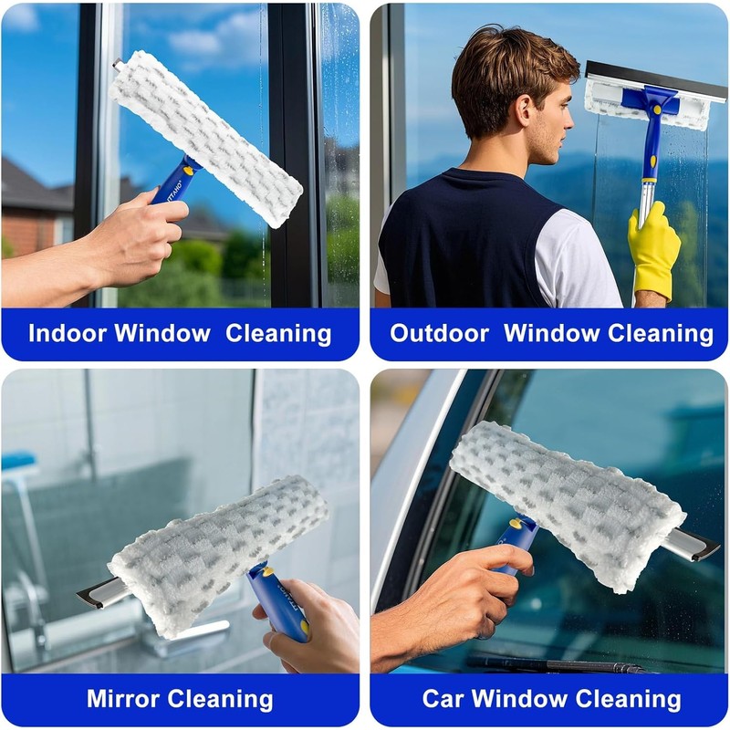 ITTAHO 81" Window Squeegee Cleaner,2 in 1 Window Cleaning Tool