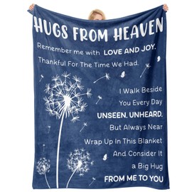 Hug Blanket From Heaven,Memorial Gifts For Loss Of Mom,Dad, In Memory Of Loved One, Pet Memorial Gifts For Dogs, Bereavement Emotional Support Gift, Sympathy Blanket For Grieving, Blue 60'' x 50''