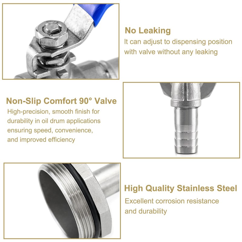 Drum Faucet for 55 Gallon Drum, 2" Stainless Steel Barrel
