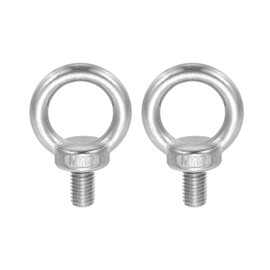sourcing map Lifting Shoulder Eye Bolt M12 x 19.8 mm, 304 Stainless Steel Ring Shape Male Thread Eyebolt for Engineering Port Marine Hammocks Hanging Pack of 2