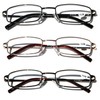V.W.E. 3 Pairs Slim Metal Rectangular Reading Glasses/w Spring Hinge