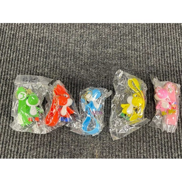 Unbranded Yoshi 3D Rubber Keychains 5 Blue Pink Yellow Green