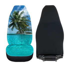 Amzbeauty Tropical Hawaiian Palm Tree Printed Front Seat Cover 2 Pcs, Universal Vehicle Seat Protector Mat Covers, Fit Most Cars, Sedan, SUV, Van Truck