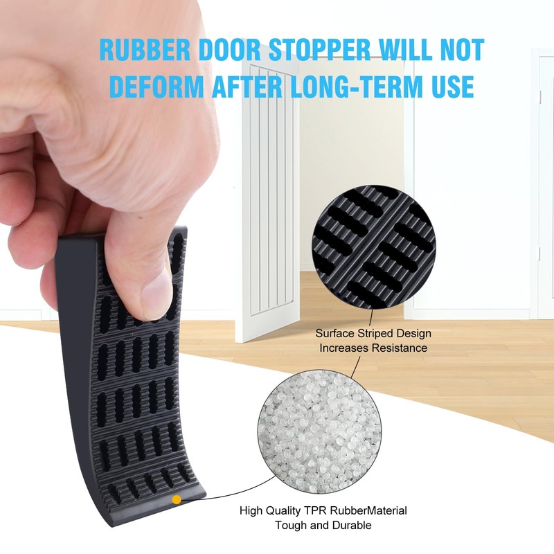 Pe&Hui Door Stopper,4 Pack Flexible Rubber Door Stops Wedge Holder,DIY