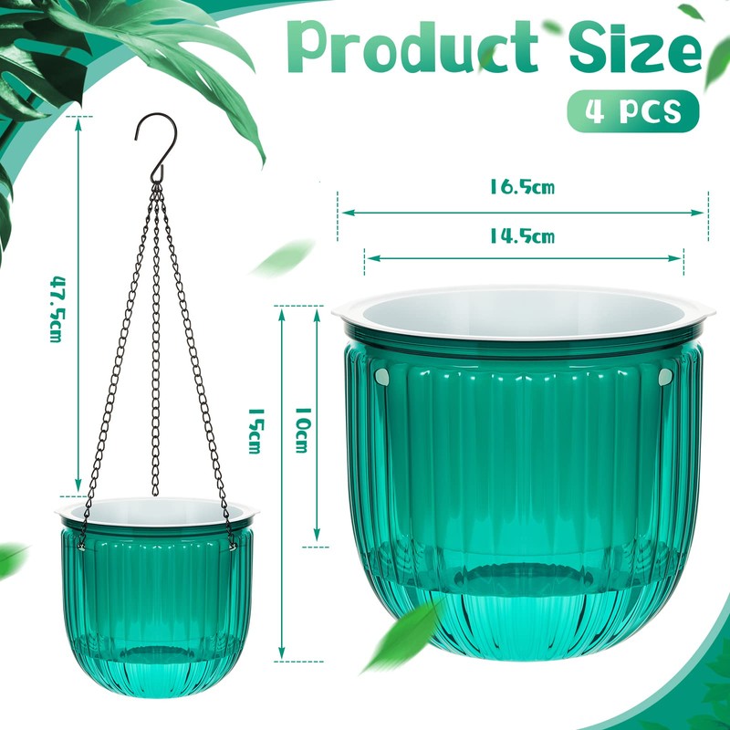 Meanplan 4 Pcs Self Watering Hanging Planter Indoor 6.5 Inch