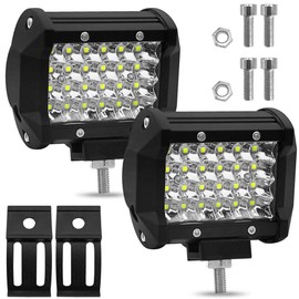 Todoterreno Luces de Conducción Barra de LED - 2 PCS 4 Pulgadas 72W Focos de Coche, LED Luz de Trabajo, Faros de Doble lente rectangular, Impermeable Luz de Niebla, para Coche, Camión, Moto, Barco