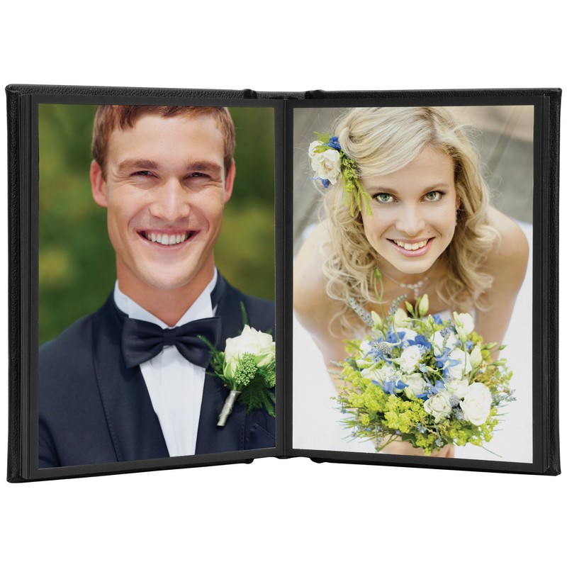 Neil Enterprises Inc. 5" x 7" Black Leather Self-Stick Photo