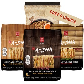 A-Sha Healthy Asian Instant Noodles with Sauce Pack | Best Sellers Variety Bundle | Vegan, Air Dried, High Protein | Great For Ramen, Stir Fry, Wok | 4 Flavors, 19 Packs