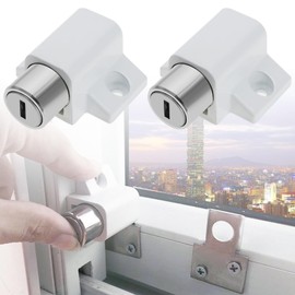 2pcs Sliding Door Window Lock Sliding Patio Lock Window Door Limiter Sliding Door Lock Accessory Set for Home Office Classroom Sliding Doors Windows, White