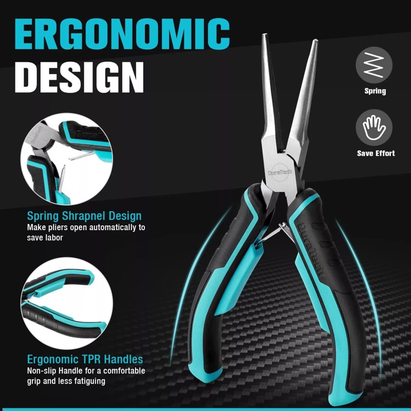 DURATECH 6PC Mini Pliers Needle Nose Diagonal Long Nose Bent