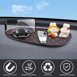 Almohadilla antideslizante de soporte multifuncional, soporte para teléfono de tablero 2 piezas para automóvil, para teléfono con alfombrilla antideslizante para tablero con placa númer