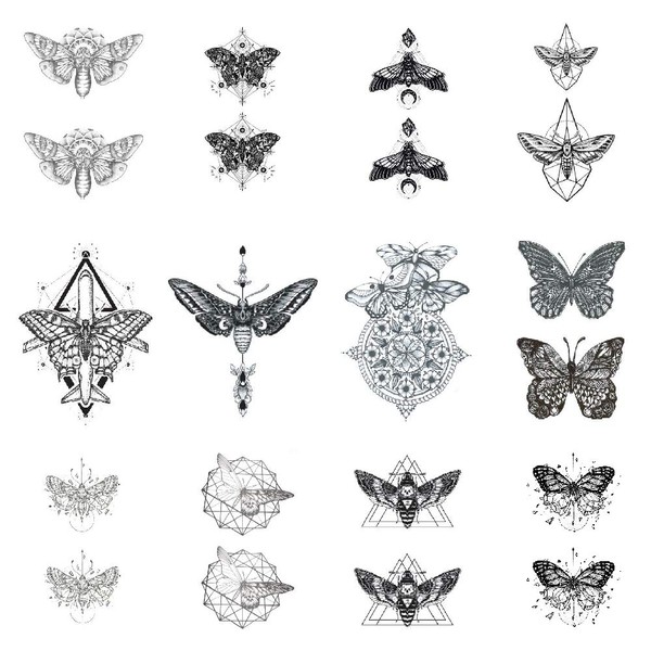SanerLian Butterfly Temporary Tattoo Sticker Moth Insect Fake Tatoo Women Girls Chest Back Arm Body Art 10.5X6cm Set of 12