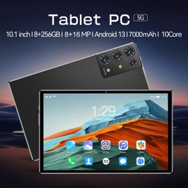 Tablet 8GB+256GB 10.1 inch Screen 5G Calling 10-Core MTK6797 Processor 128GB Expandable Memory Large Storage Capacity High-Clear Large Screen BT5.0 7000mAh Battery Long Standby Time Multifunctional Network Connection