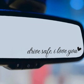 Rearview Mirror Sticker Decals, Girly Car Accessories for Women, Upgrade Your Style with Cute and Trendy Automotive Exterior Decals (Drive Safe, 3*Pink)