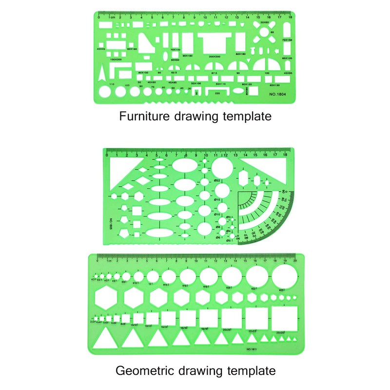 6 Pieces Plastic Measuring Templates Building Formwork Stencils Geometric Drawing