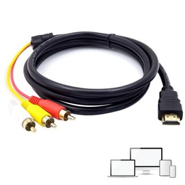 HDMI to RCA Cable 1.5 Metres, HDMI to RCA to HDMI Converter, Adapter Cable for Video and Audio Transmission, Compatible with All HDMI Devices and RCA Inputs for Home Cinema Presentations Streaming