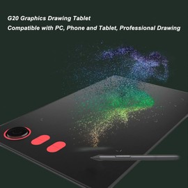 Graphics Drawing Tablet, 8192 Levels Pressure 233 RPS Report Rate Digital Art Tablet, with 4 Shortcut Keys, for Win for OS X Laptop for Android