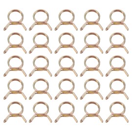 uxcell 25Pcs Double Wire Spring Hose Clamps, 16mm Inner Dia Fit 16-18mm OD Hose Fuel Line Silicone Tube Clips, Color Zinc