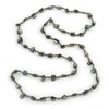 Avalaya Long Slate Black Shell Nugget, Grey Glass Bead Single