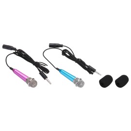 MECCANIXITY 2Pcs Mini Microphone Portable Vocal Microphone for Voice Recording and Singing with Cover,Blue & Rose Red