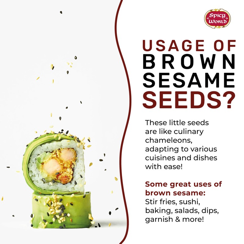 Spicy World Natural Brown Sesame Seeds 3 LB (48oz) -