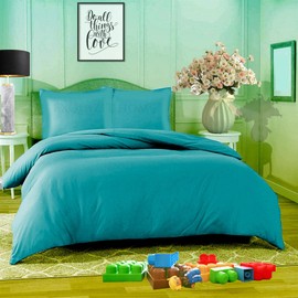 EXQUIZIT HOME Duvet Quilt Cover Bedding Set With Matching Pillow Case Easy Care Plain Dyed Poly Cotton COLOUR TEAL SINGLE
