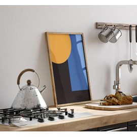 Lithobee - Black Abstract Shapes - Printed Wall Art Design in Sizes A2, A3 & A4 Framed in a Stylish Quality Coloured Frame or Unframed (A2 Black Abraded Frame)