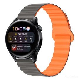 Koelaa Ersatzarmband Kompatibel mit Garmin Forerunner 265/Forerunner 255/Forerunner 965/Vivoactive 4/Venu 2, Verstellbare Magnetisches Silikon-Uhrenarmband, 22mm Magnetisch Ersatzarmband-Grau+Orange