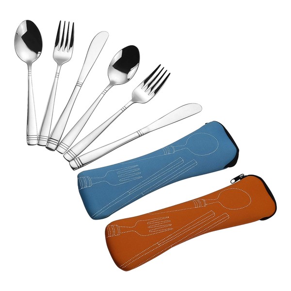 DynkoNA Travel Flatware Set of 2, 6 Pieces Camping Silverware