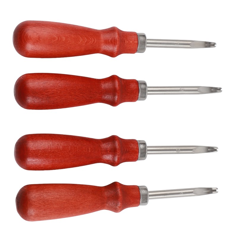 4pcs Leather Edger Professional Trimming Working Kit with Wooden Handle