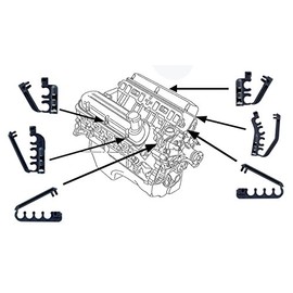 1986-1993 Mustang 5.0 Engine Spark Plug Wiring Clips and Separators - 6pc