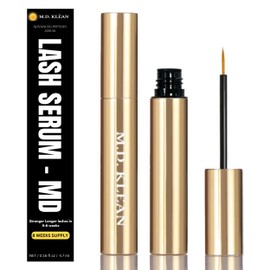 M.D KLEAN Premium Eyelash Growth Serum and Eyebrow Enhancement Formula, Advanced Biotin - Peptiedes Lash Boost Serum for Longer, Fuller Thicker Lashes & Brows (5ML) Canadian Brand