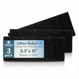Fresh Headquarters Activated Litter Robot 3 Carbon Filters - Activated Charcoal Replacement Filter, Pre-Cut 3.5” x 10” Litter Robot Accessories - Odor Control & Dust Reduction - Made in USA - 3-Pack