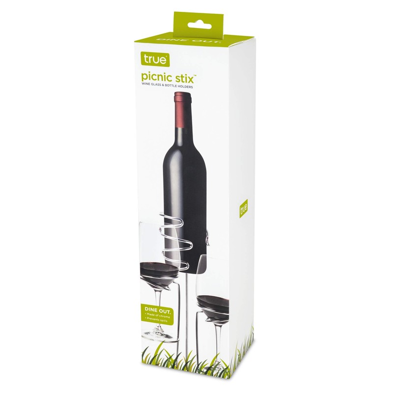 True Wine Glass & Bottle Holders Picnic Stix, Set of