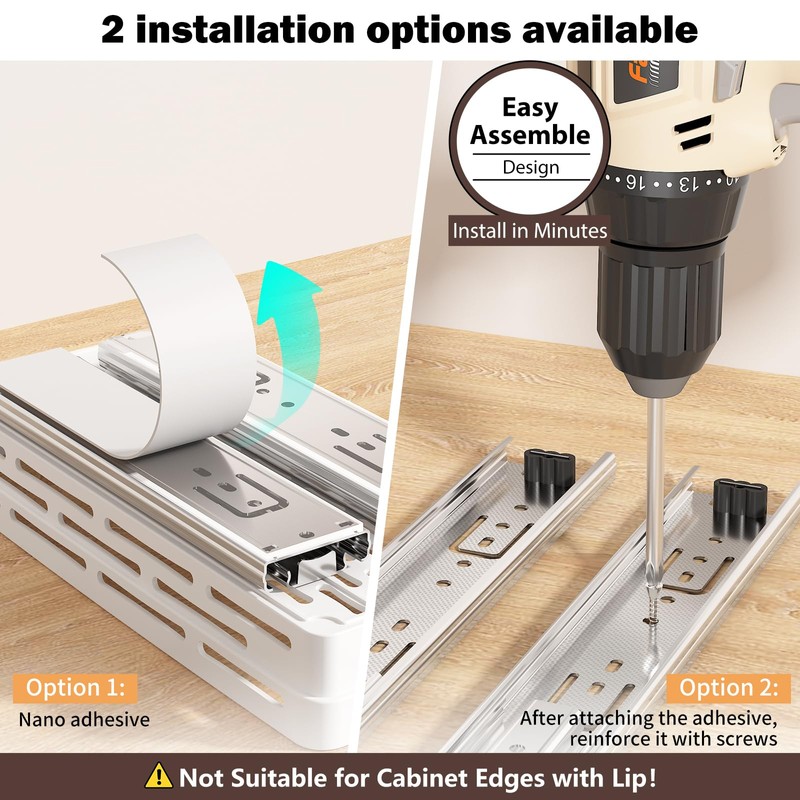 Pull Out Spice Rack Organizer for Cabinet, 3 Packs Slide