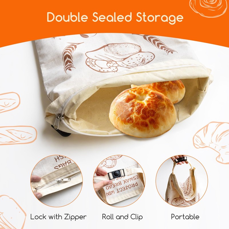 Project wine Reusable Bread Bags for Homemade Bread (2 Pack),