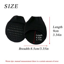 Keroius Calcetines invisibles de tela de panal para el antepié, almohadillas para orejas de esponja para mujer, calcetines invisibles, 4 pares, color negro., Talla única