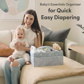 PUTSKA Nursery Storage Basket - Baby Diaper Caddy Organizer for Diaper Station, Newborn Essentials, Baby Shower Gifts and Registry Must-Haves for Boy or Girl