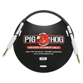 Pig Hog PH1 High Performance 8mm 1/4" Guitar Instrument Cable, 1 Foot