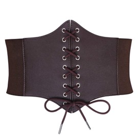JasGood Women's Corset Belt Lace-Up Corset Elastic Wide Band Tied Waspie Waist Belt Waist Belt for Women, coffee
