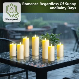 JINYANIA Plastic Waterproof Outdoor flameless Candles, LED Candles, with Remote Control and Timer, Battery-Powered Candles, Suitable for Camping, courtyards and Home Decoration,Set of 9（Ivory）