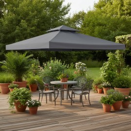10' X 10' 2-Tier Dark Gray UV Top Replacement Canopy For Garden Patio Outdoor Gazebo Pergola Model D0100XF3198color: Gray Color