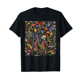 Mixed Flowers Bouquet Wildflowers Floral Pattern Aesthetic T-Shirt