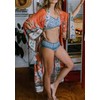 YouKD Damen Baumwoll Cardigan Bohemian Lang Kimono Beach Badeanzug Cover