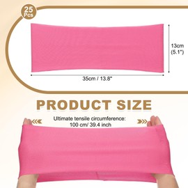 PATIKIL Premium Spandex Chair Sashes Bows, 25 Pcs Elastic Stretch Chair Cover Band Ties with Slider Buckle for Birthday Party Banquet Wedding Decoration, Pink