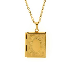 LittleFathand Book Locket Necklace Gold Silver Plated Book Pendant Necklace Open Book Necklace for Women Men Book Lovers Gifts Teacher Appreciation Jewelry Gifts