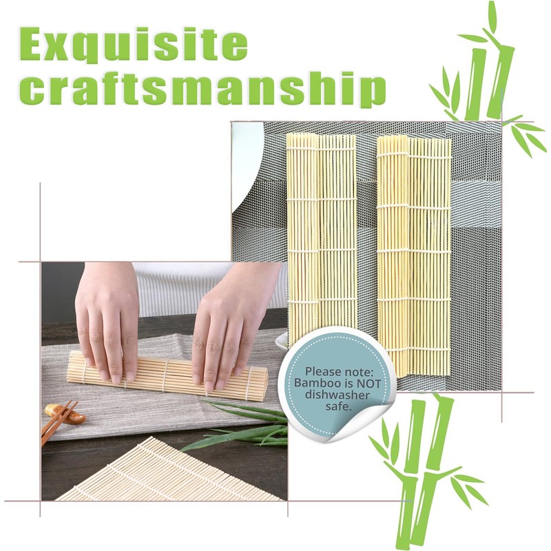 LIYANHU 2 PCS Sushi Mat, Bamboo Sushi Rolling Mat, Sushi
