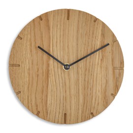 Natuhr Wall Clock Oiled Oak Wood Solid 20 cm Mini Solid Wood Silent U.T.S. Clock Movement (Oiled Oak, Black Hands)